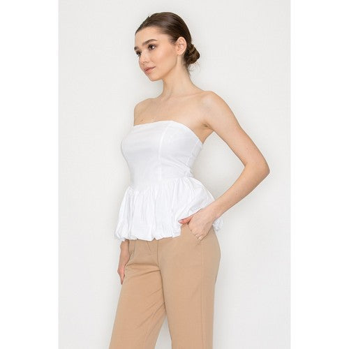 Ballon Tube Top in Off White