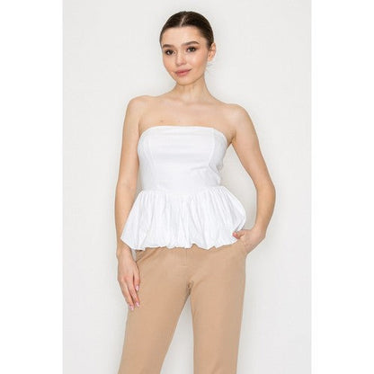 BT03835 Ballon Tube Top in White