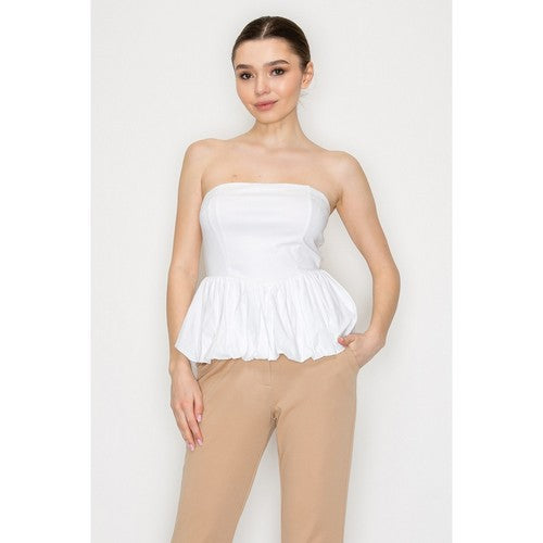 BT03835 Ballon Tube Top in White