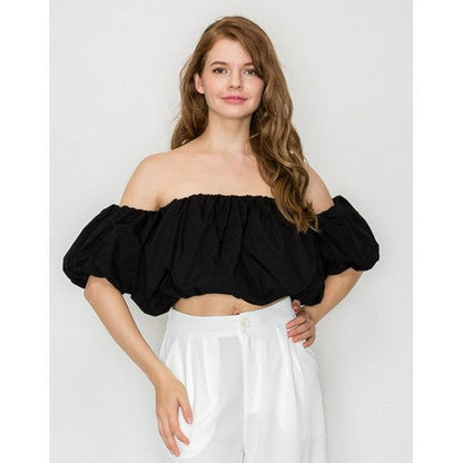 IT92977A Off-Shoulder Balloon Tube Top in Black