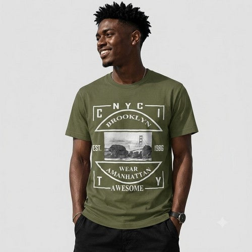 14-1352 NYC Awesome/Brooklyn Wear Nominal Printed Jersey in Dark Green