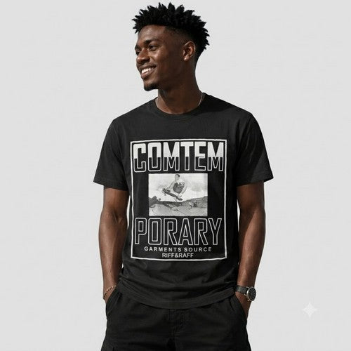 14-1352 Comtem Porary Nominal Printed Jersey in Black