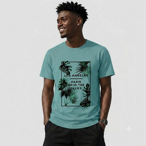 14-1352 Los Angeles/Paris Amid Nominal Printed Jersey in Teal