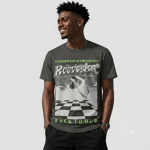 14-1352 Underworld Freshniss Porary Nominal Printed Jersey in Black