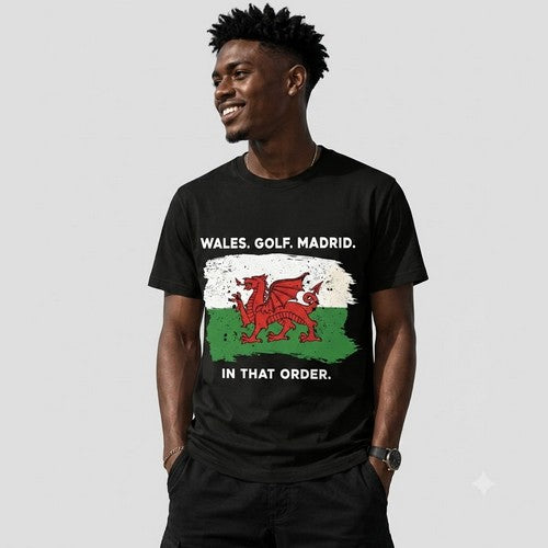 14-1352 Wales Golf Madrid/Dragon Nominal Printed Jersey in Black