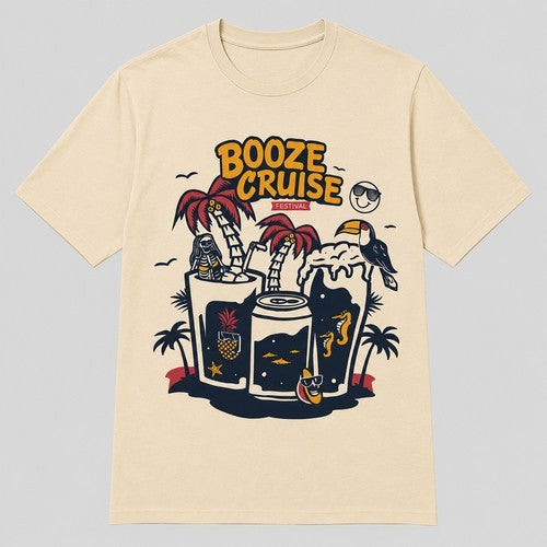 Booze Cruise Printed T-Shirt in White