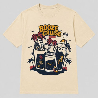 Booze Cruise Printed T-Shirt in White