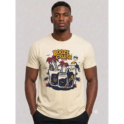 C102-1835 Booze Cruise Printed T-Shirt in White