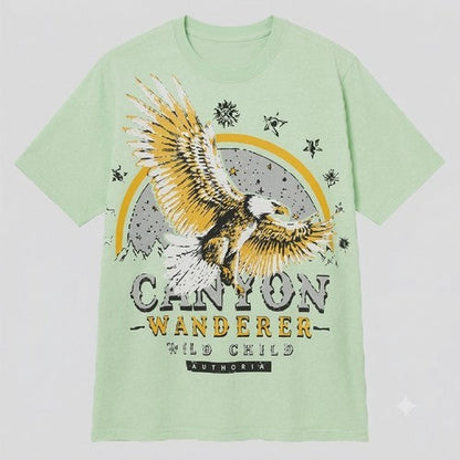 CANYON WANDERER / EAGLE Printed T-Shirt in Green