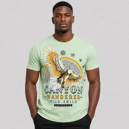 C102-1835 CANYON WANDERER / EAGLE Printed T-Shirt in Green