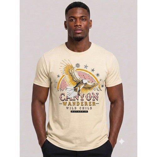C102-1835 CANYON WANDERER / EAGLE Printed T-Shirt in White