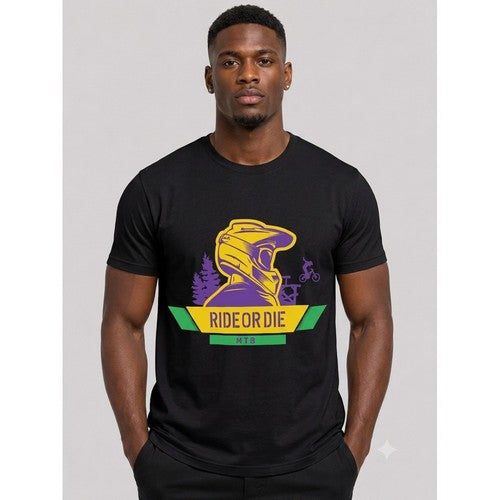 C102-1835 Ride or Die/M T B Printed T-Shirt in Black