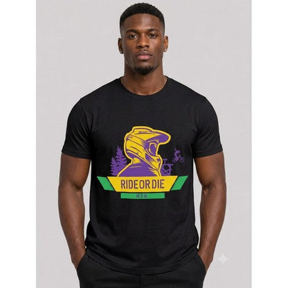 C102-1835 Ride or Die/M T B Printed T-Shirt in Black