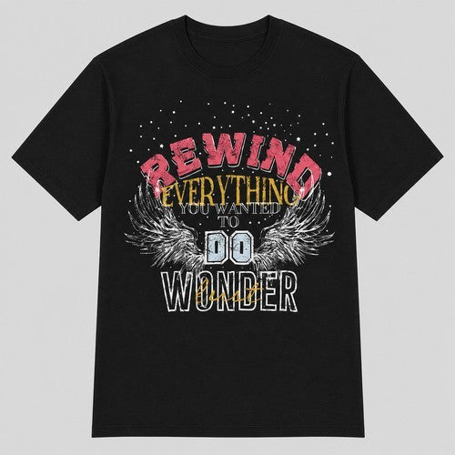 [VAT-FREE PRICE SLASH]Rewind Everything / Wonder Printed T-Shirt in Black [FINAL SALE. NO RETURN. NO EXCHANGE. NO REFUND]