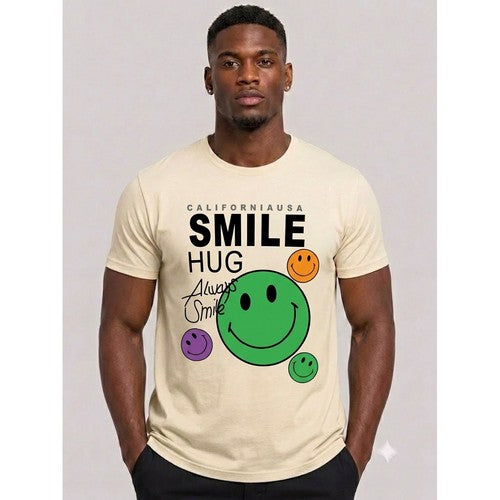 C102-1835 California USA / Smile Hug Printed T-Shirt in White