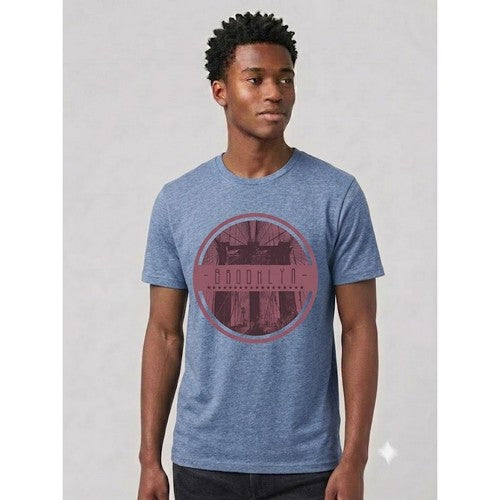 52-664 Brooklyn / Bridge Primark Printed Jersey in Light Blue
