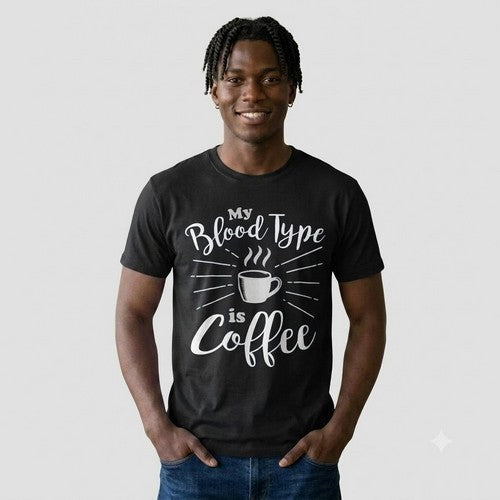 52-664 Blood Type / Coffee Primark Printed Jersey in Black