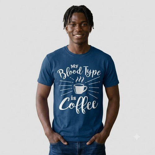 52-664 Blood Type / Coffee Primark Printed Jersey in Deep Blue