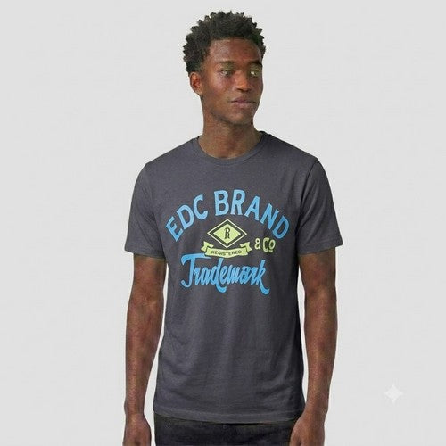 52-664 EDC Brand Trademark Primark Printed Jersey in Deep Blue
