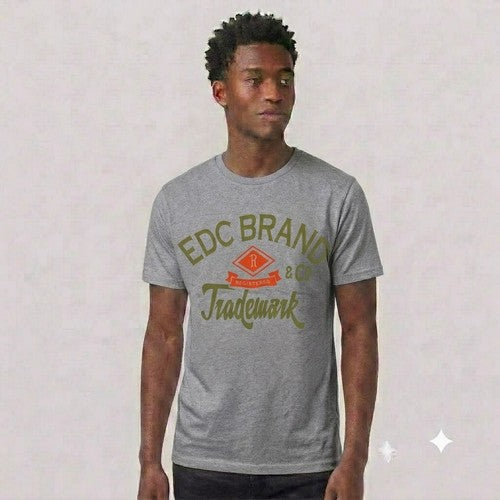 52-664 EDC Brand Trademark Primark Printed Jersey in Dark Grey