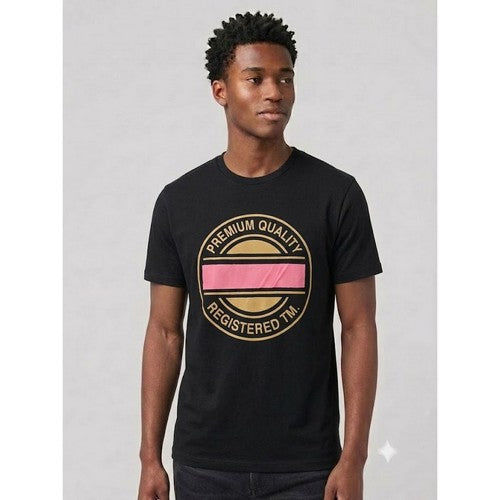 52-664 Premium Quality Primark Printed Jersey in Black
