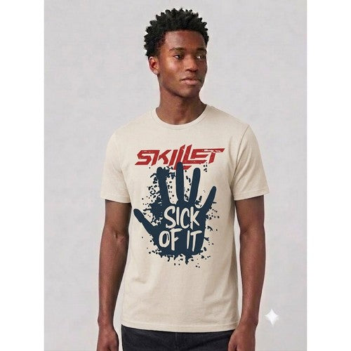 52-664 Skillet / Sick Of it  Primark Printed Jersey in Khaki