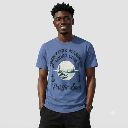 52-655 New York Marina/Pacific Soul Ostin Printed T-Shirt in Blue