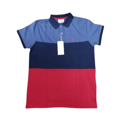 Springfield Colour Block Polo Shirt  Blue/Navy/Red
