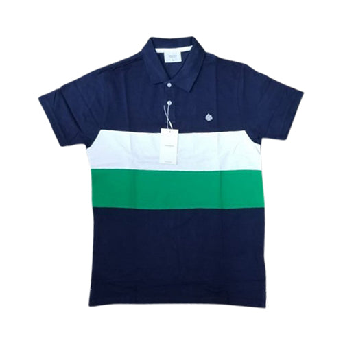 Springfield Colour Block Polo Shirt  Navy/White/Green
