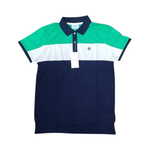 Springfield Colour Block Polo Shirt  Green/Khaki/Navy