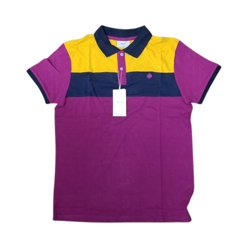 Springfield Colour Block Polo Shirt  Yellow/Navy/Magenta