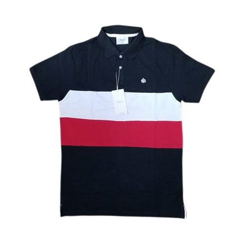Springfield Colour Block Polo Shirt  Navy/White/Red