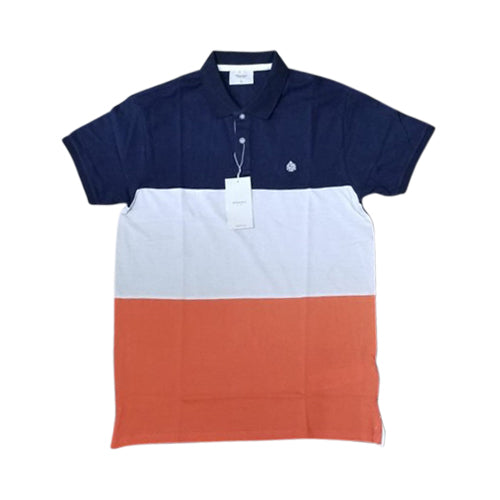 Springfield Colour Block Polo Shirt  Navy/White/Orange