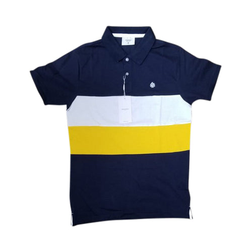 Springfield Colour Block Polo Shirt  Navy/White/Yellow