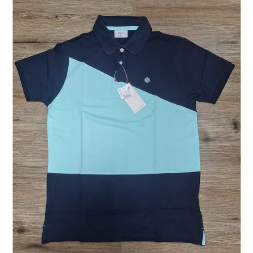Springfield Colour Block Polo Shirt Navy/Aqua