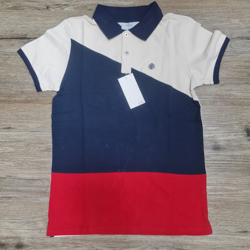 Springfield Colour Block Polo Shirt Cream/Red
