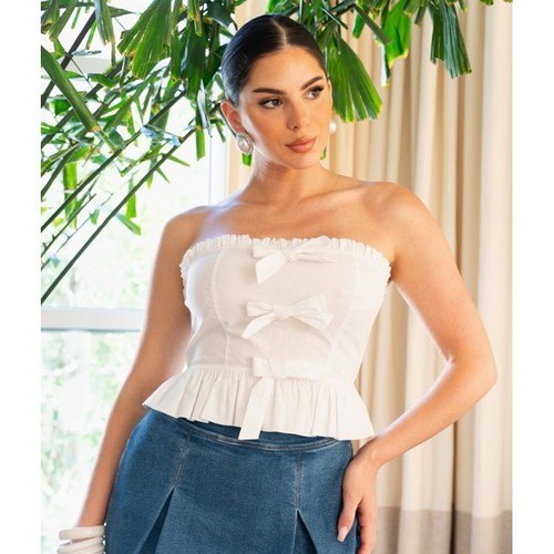 HMT57265 Bow Tube Top in White