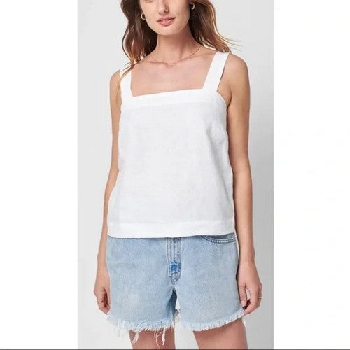 Marks & Spencer 100% Pure Linen Button Side Vest Top White