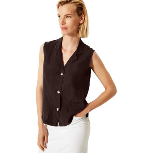 New Look 100% Pure Linen Sleeveless Shirt Brown