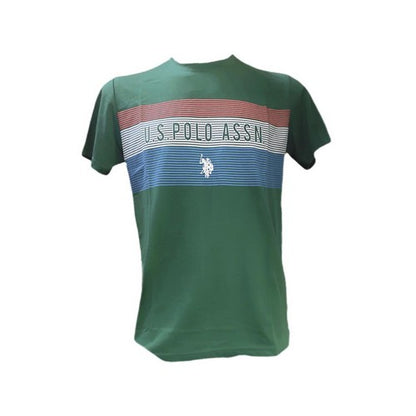 US Polo Association Stripe Design Printed T-Shirt in Green