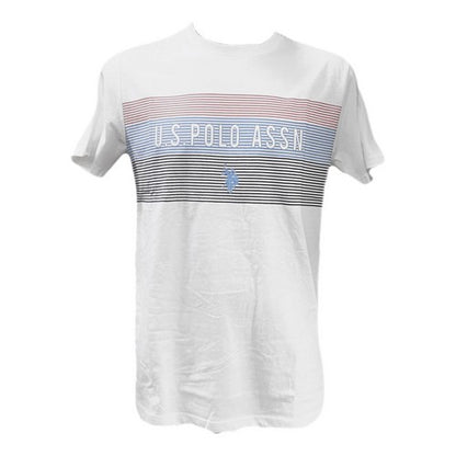 US Polo Association Stripe Design Printed T-Shirt in White