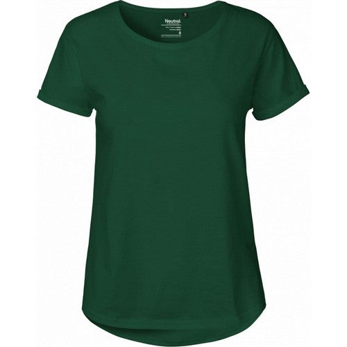 Papaya Roll Sleeve Round Hem T-Shirt Green