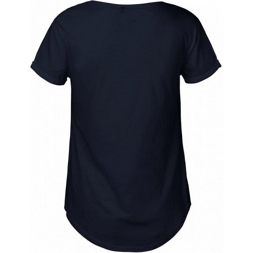 Papaya Roll Sleeve Round Hem T-Shirt Navy