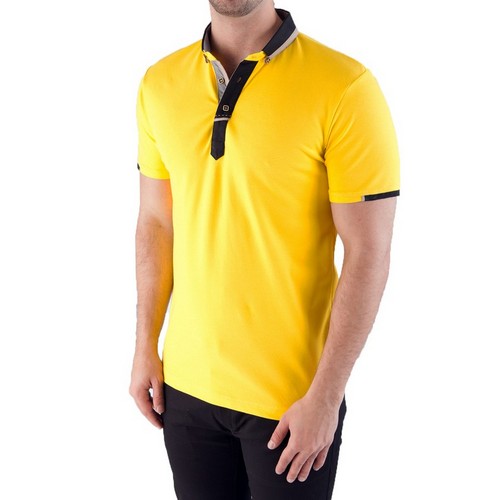3307 Contrast Slim Fit Pique Polo Shirt Yellow