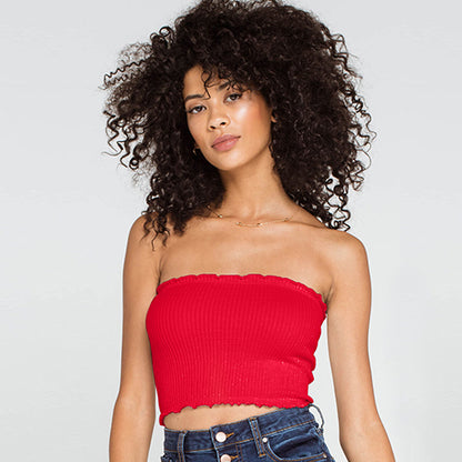 Smocking Cotton Tube Top Red