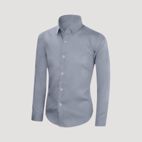OmegaTux Slim Fit Long Sleeve Shirt in Light Grey