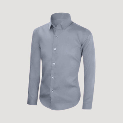 OmegaTux Slim Fit Long Sleeve Shirt in Light Grey