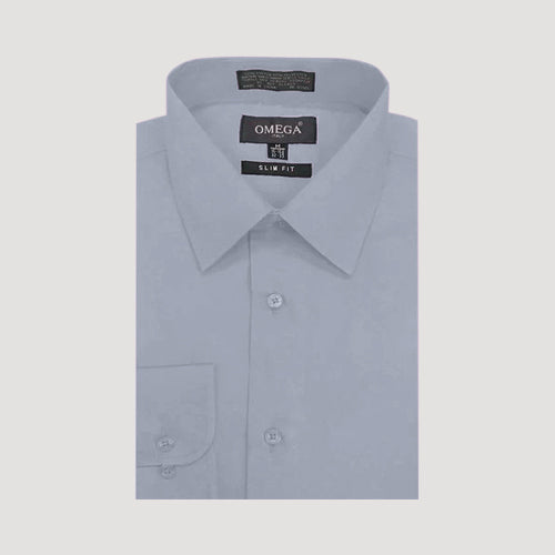 OmegaTux Slim Fit Long Sleeve Shirt in Light Grey
