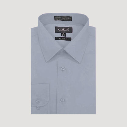 OmegaTux Slim Fit Long Sleeve Shirt in Light Grey