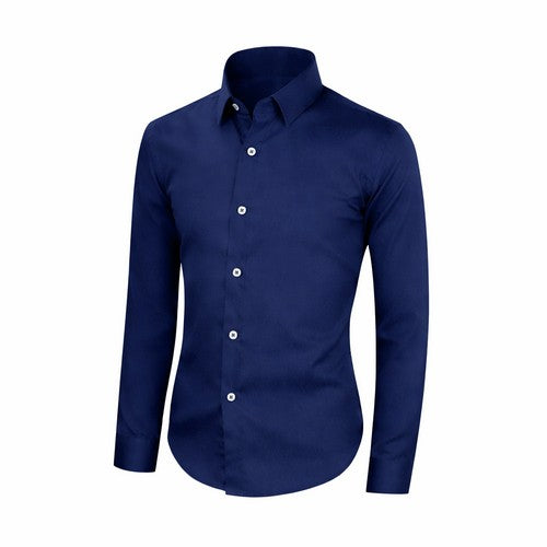 OmegaTux Slim Fit Long Sleeve Shirt in Navy